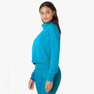 NWT Beyond Yoga All Time‎ Cropped Pullover Long Sleeves In Blue Size X-Large